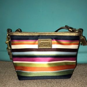 Small Coach handbag in legacy stripe pattern